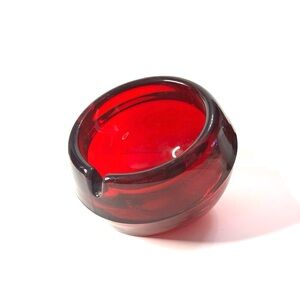 vintage Viking Glass Company ashtray ruby red Atomic Orb mid century modern mcm